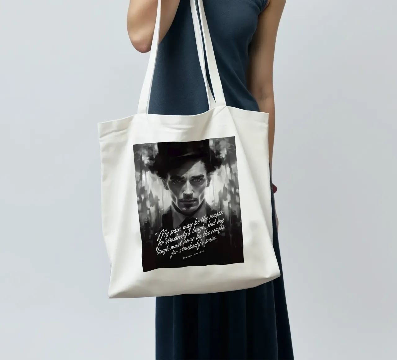 Charlie Chaplin Art Quote borsa in juta da Lootprint