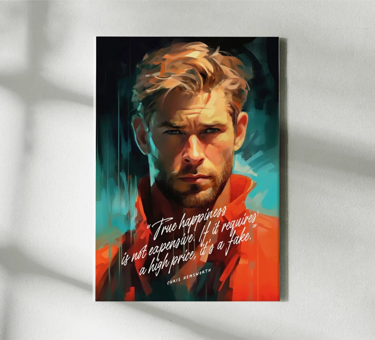 Chris Hemsworth Art Quote canvas met Baklijst van Lootprint