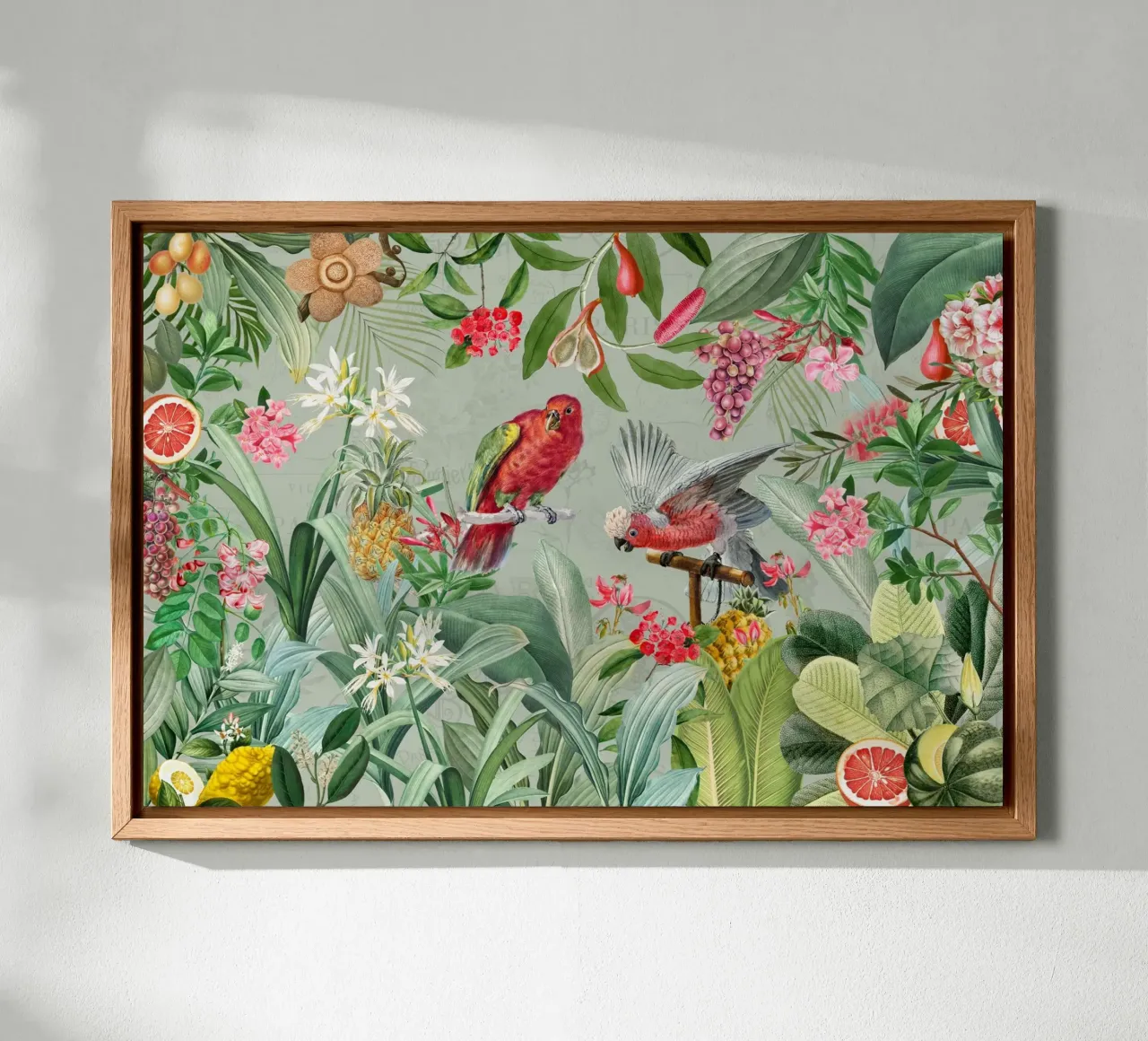Karmijnrode vleugels in het paradijs canvas met Baklijst van Vintage World - Uta Naumann
