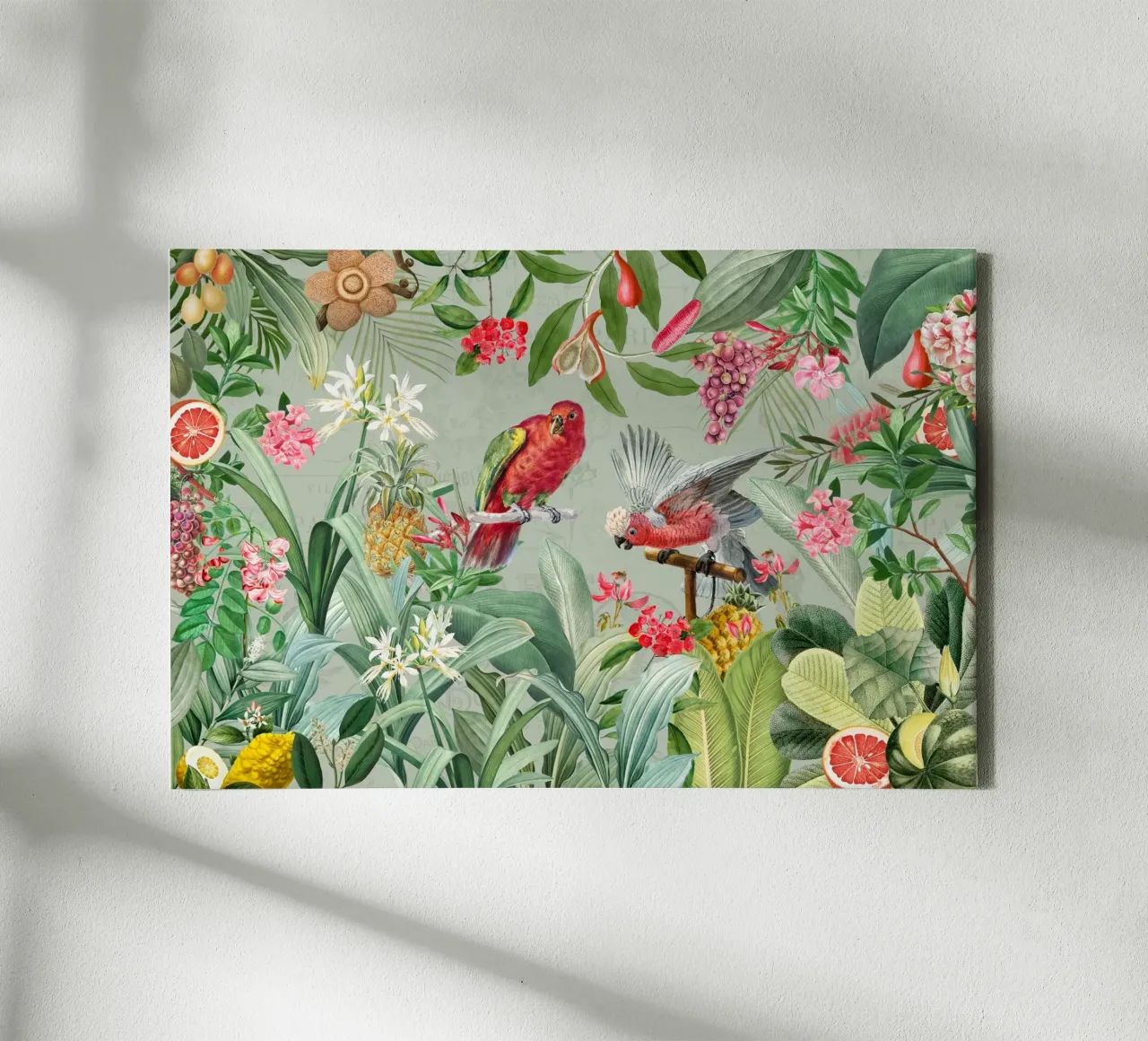 Karmijnrode vleugels in het paradijs canvas met Baklijst van Vintage World - Uta Naumann