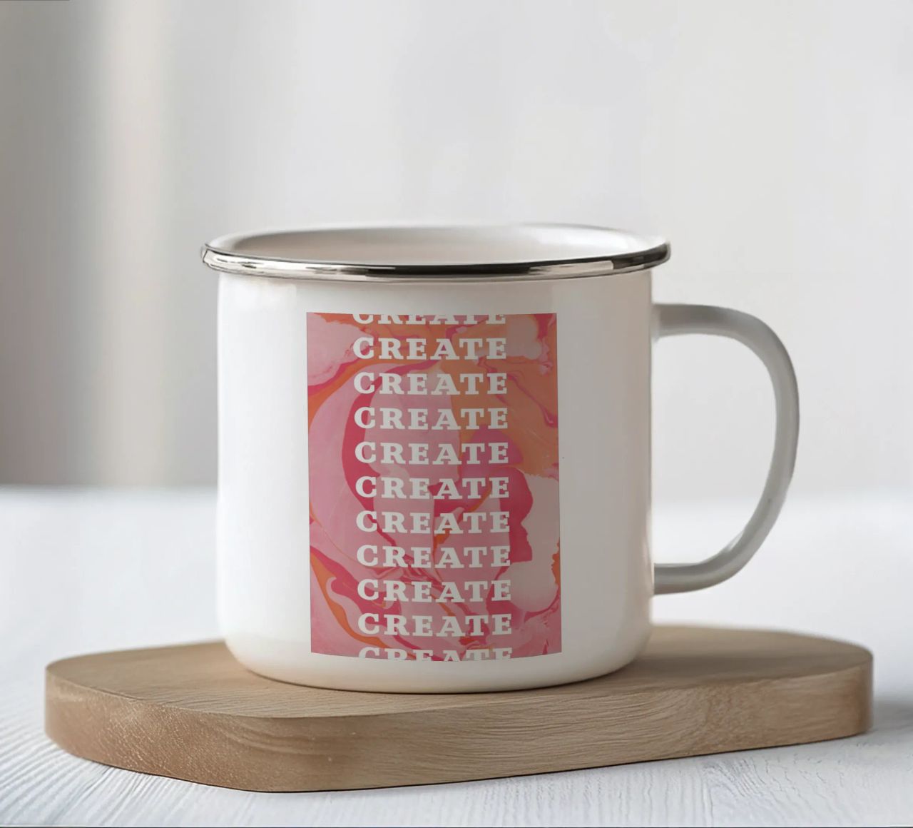 create create create enamel mug by Daily Inspiration