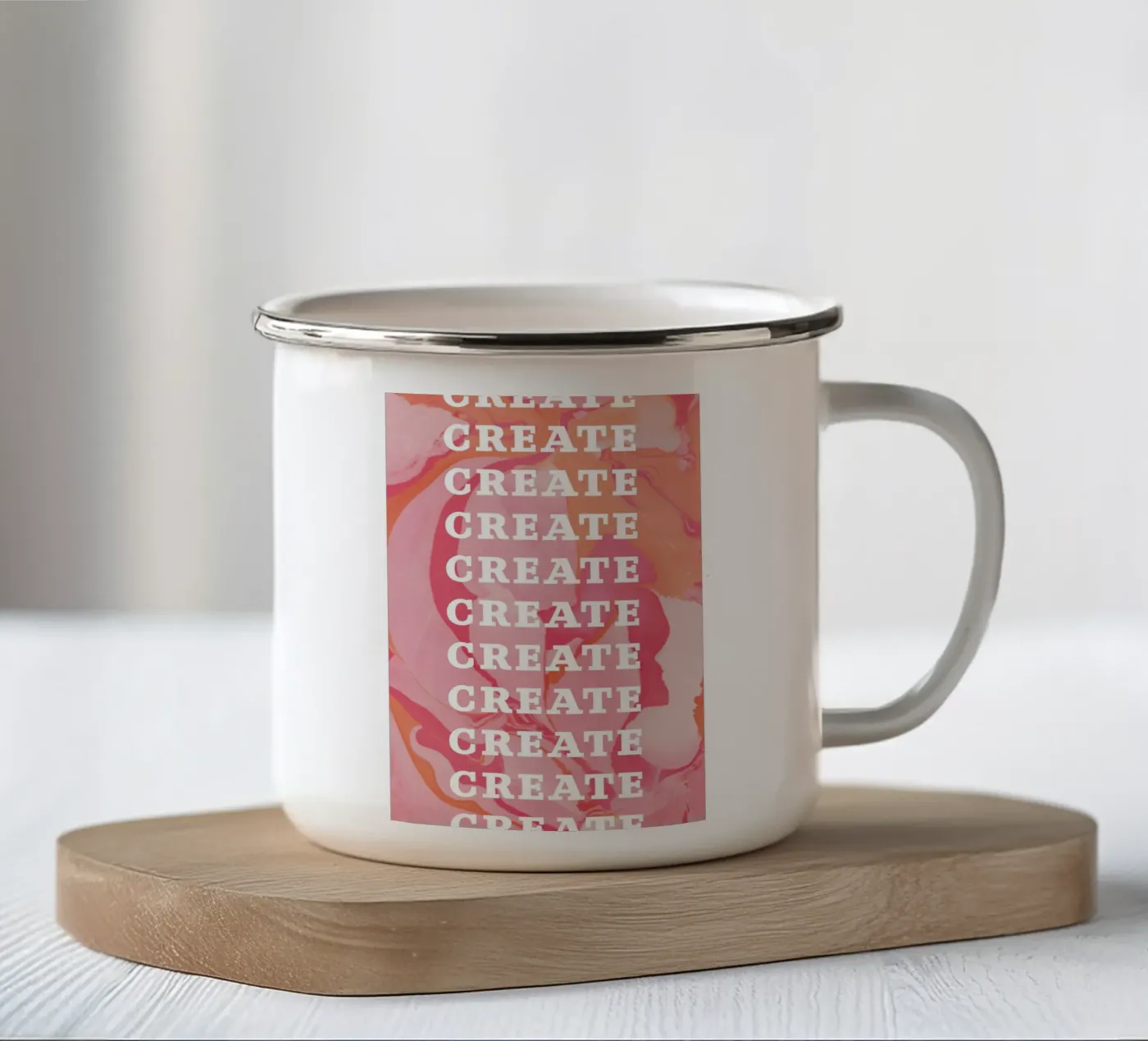 create create create emaille mok van Daily Inspiration