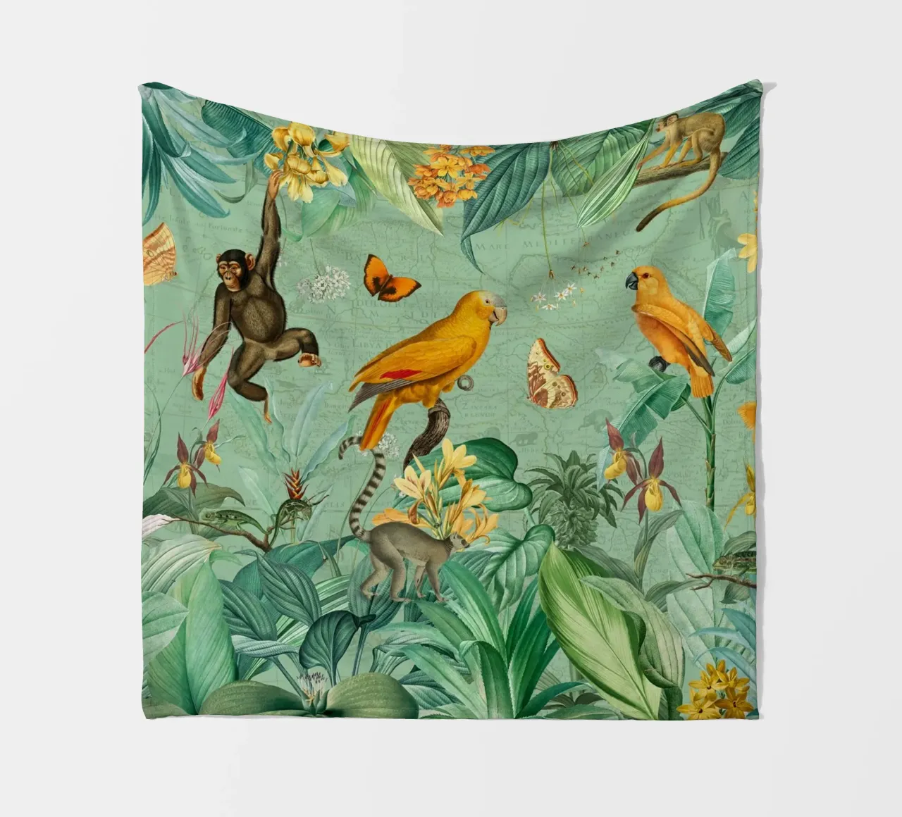 Vintage Jungle Adventures fleece blanket by Vintage World - Uta Naumann