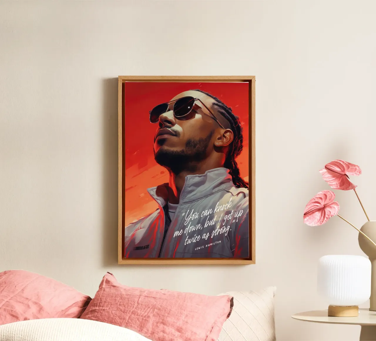 Lewis Hamilton Art Quote tela con Cornice a cassetta da Lootprint
