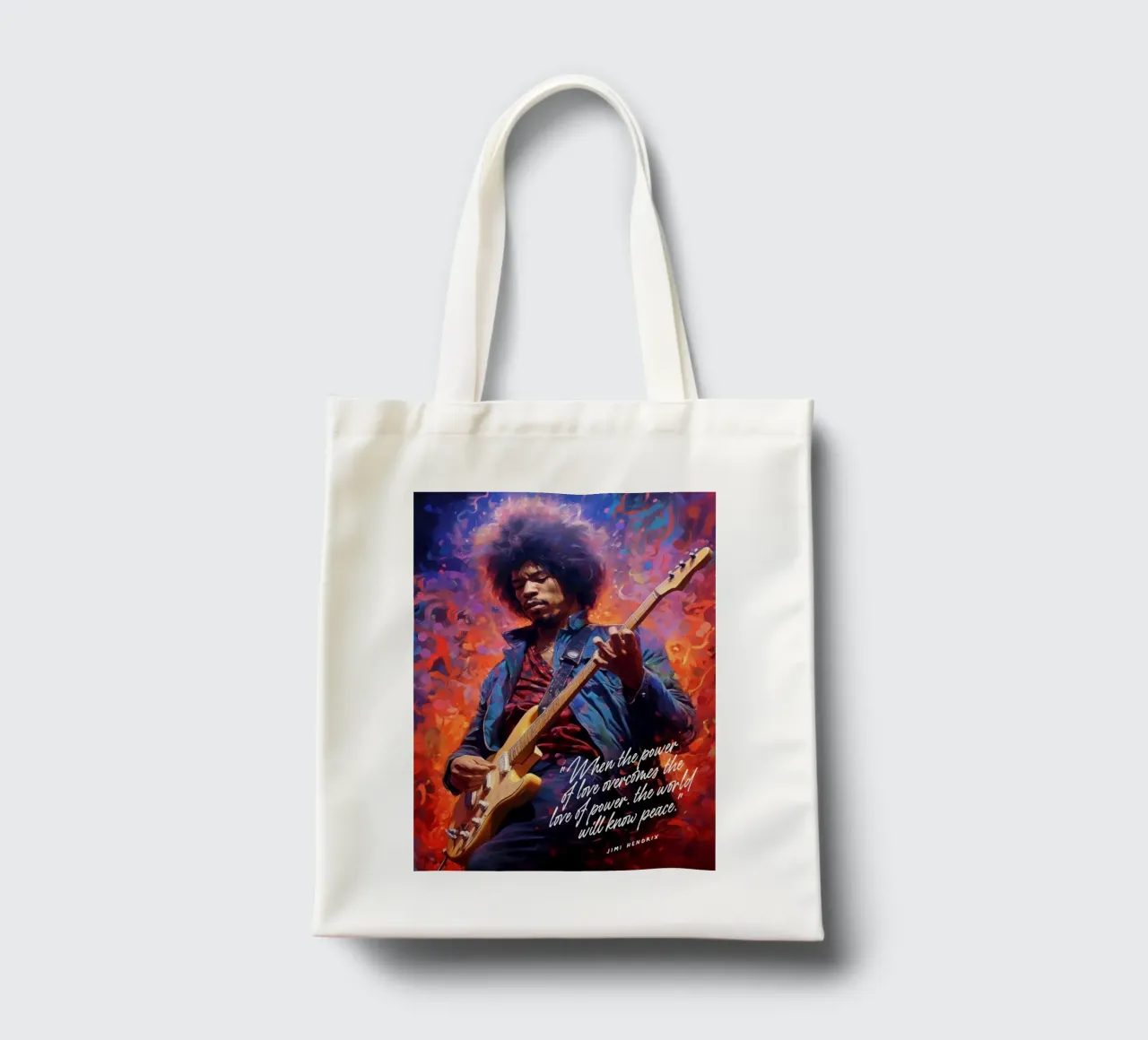 Jimi Hendrix Art Quote borsa in juta da Lootprint