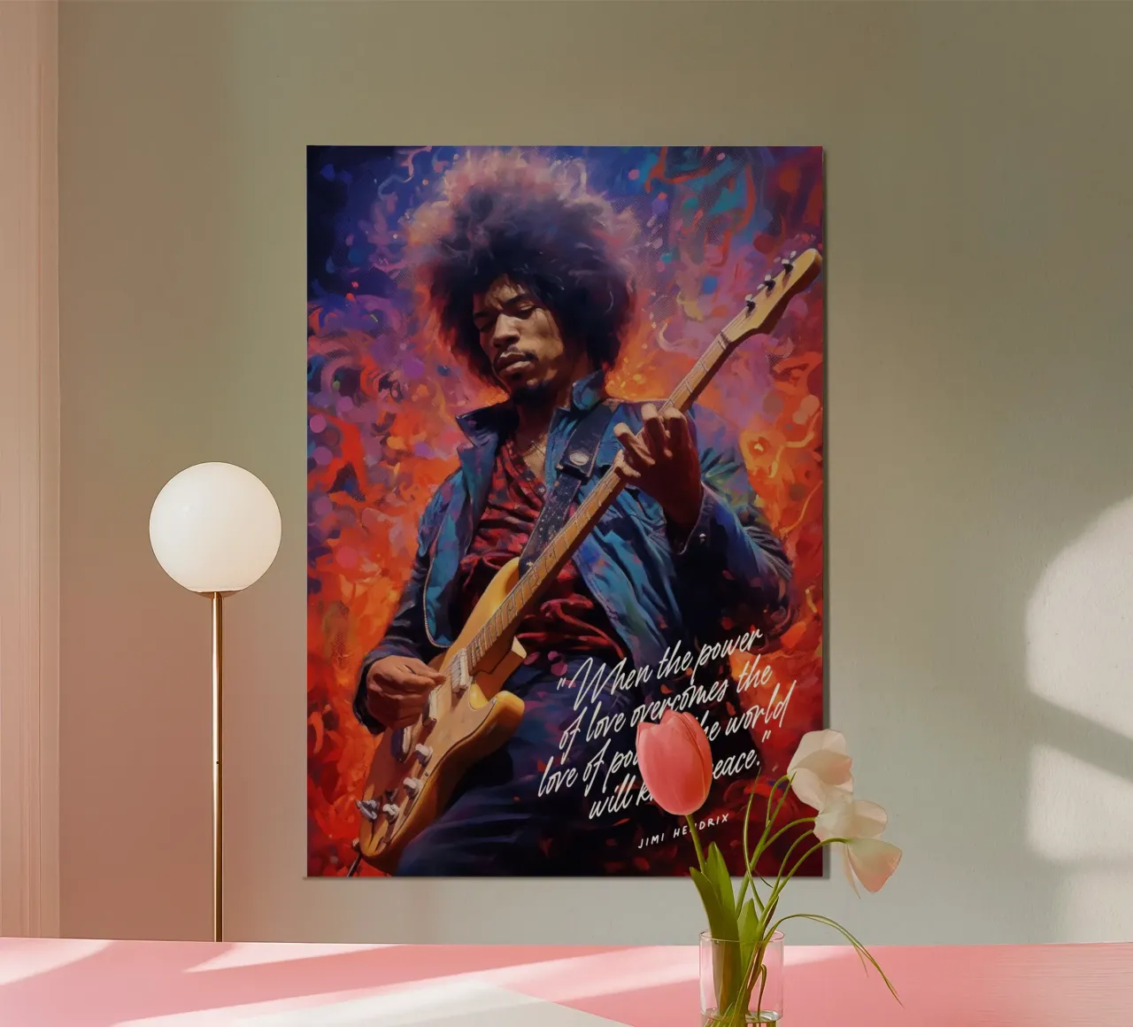 Jimi Hendrix Art Quote poster con telaio in legno da Lootprint