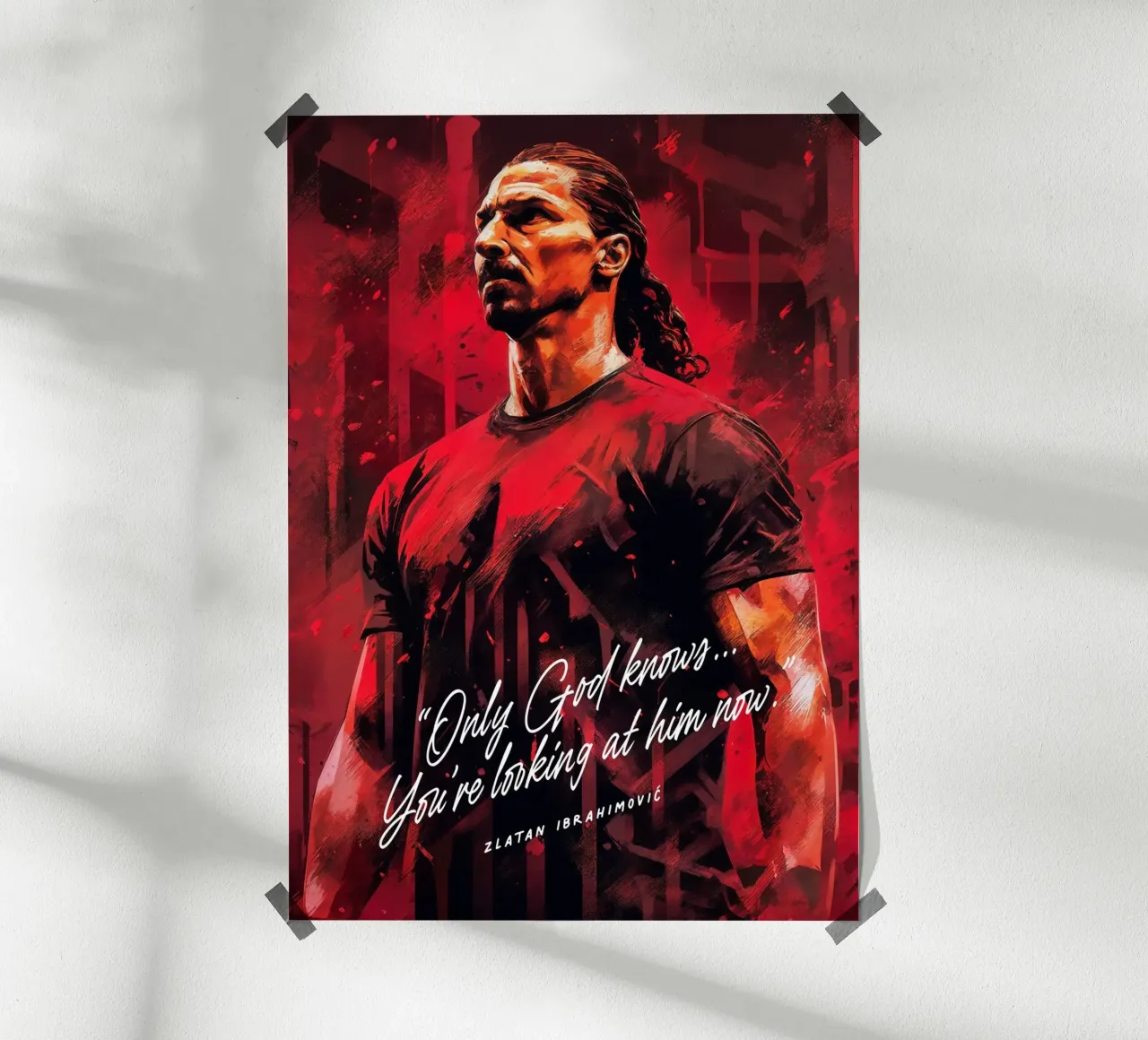 Zlatan Ibrahimovic Art Quote poster con telaio in legno da Lootprint