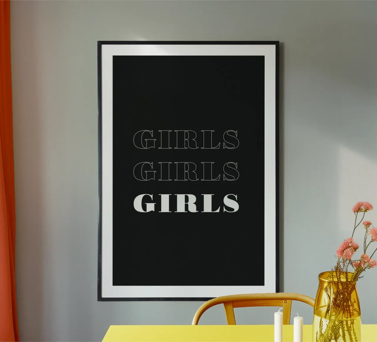 girls girls girls poster with wooden frame by Daily Inspiration