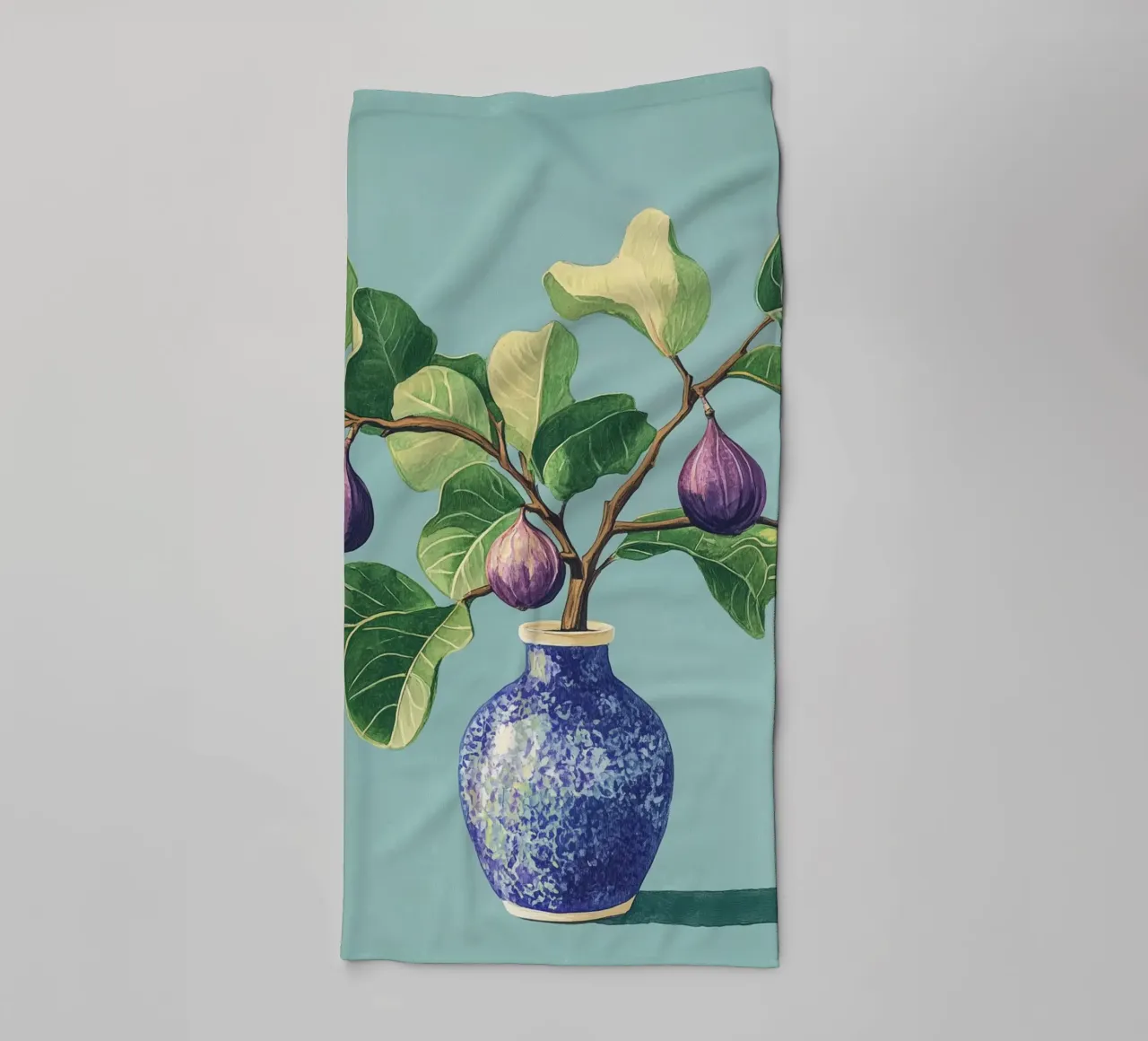 Mediterranean fig bush with vase towel by Carinaprint