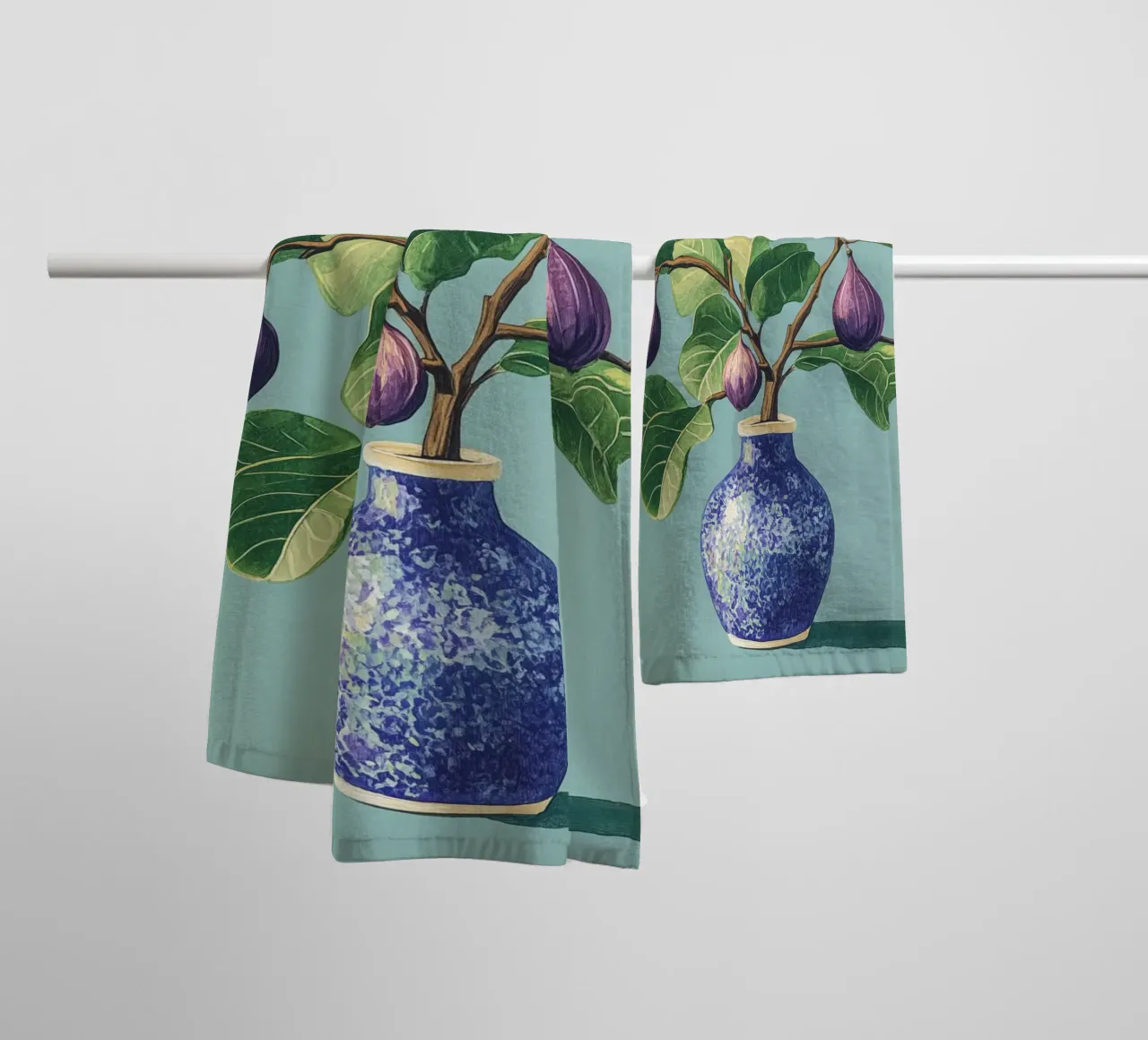 Mediterranean fig bush with vase towel by Carinaprint