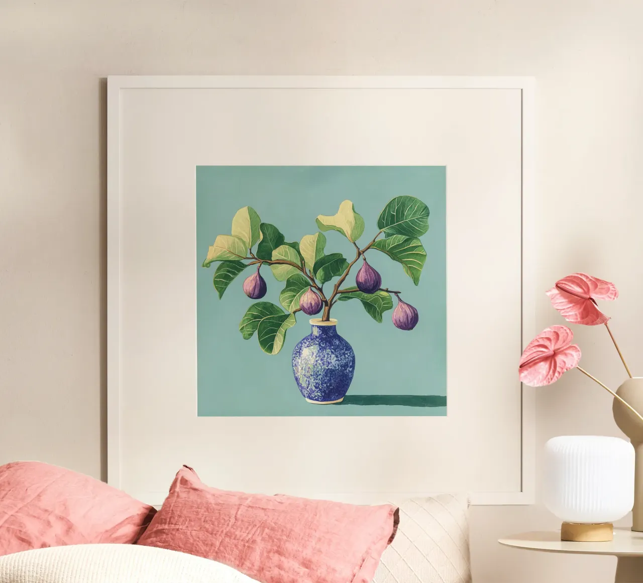 Mediterraner Feigenstrauch mit Vase Poster von Carinaprint