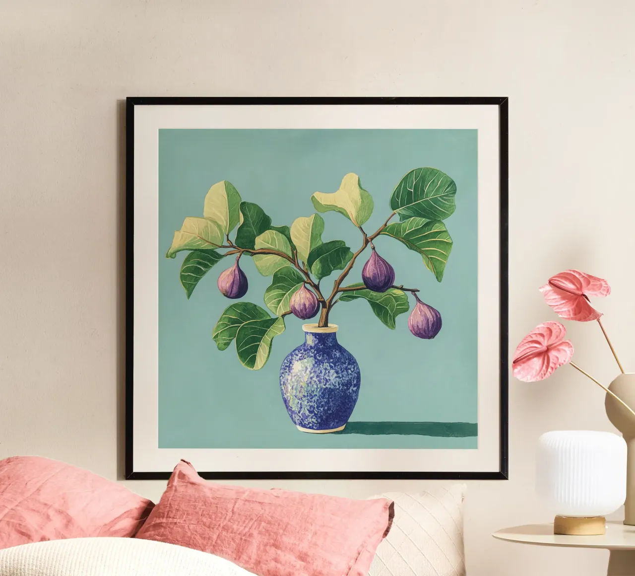 Mediterraner Feigenstrauch mit Vase Poster von Carinaprint