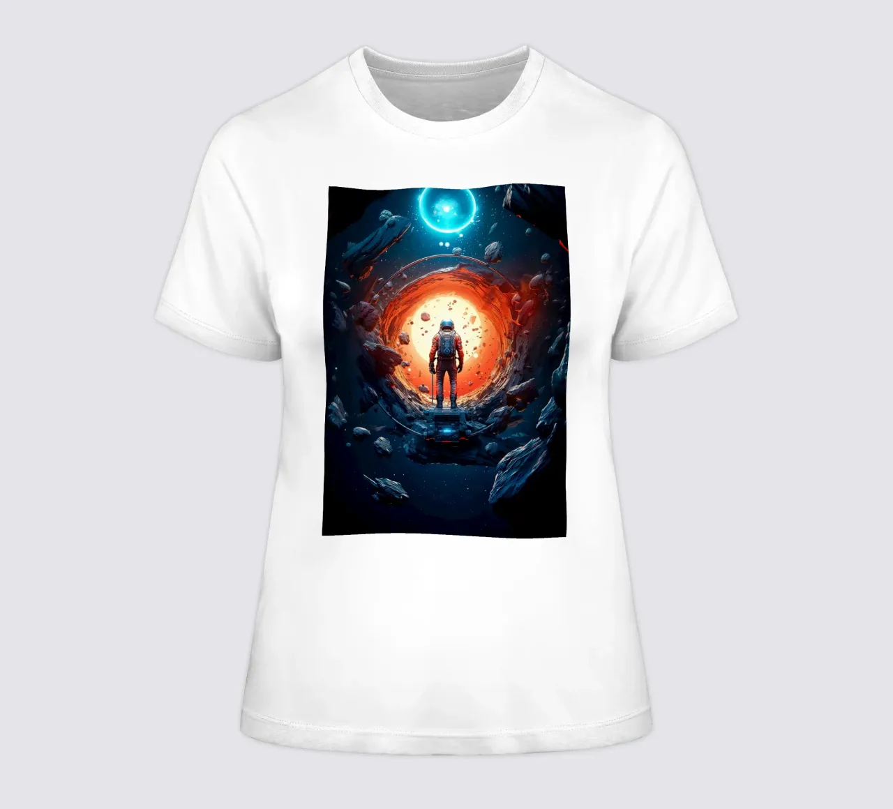 Astronaut and the Unknown Space women's fitted t-shirt by Lootprint