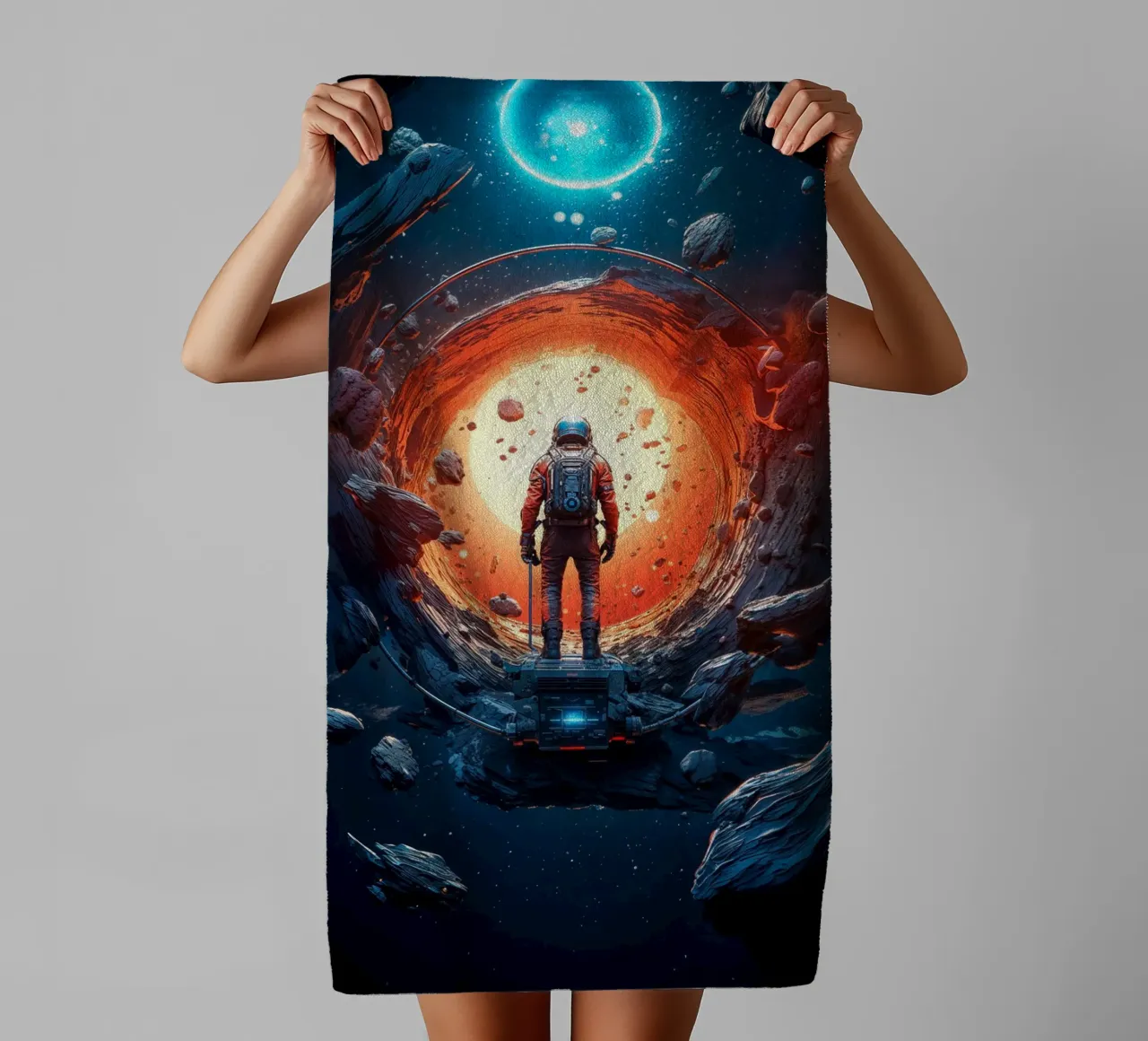 Astronaut and the Unknown Space towel by Lootprint