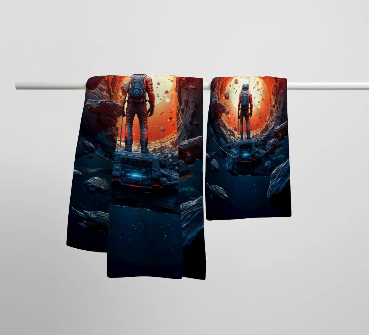 Astronaut and the Unknown Space towel by Lootprint