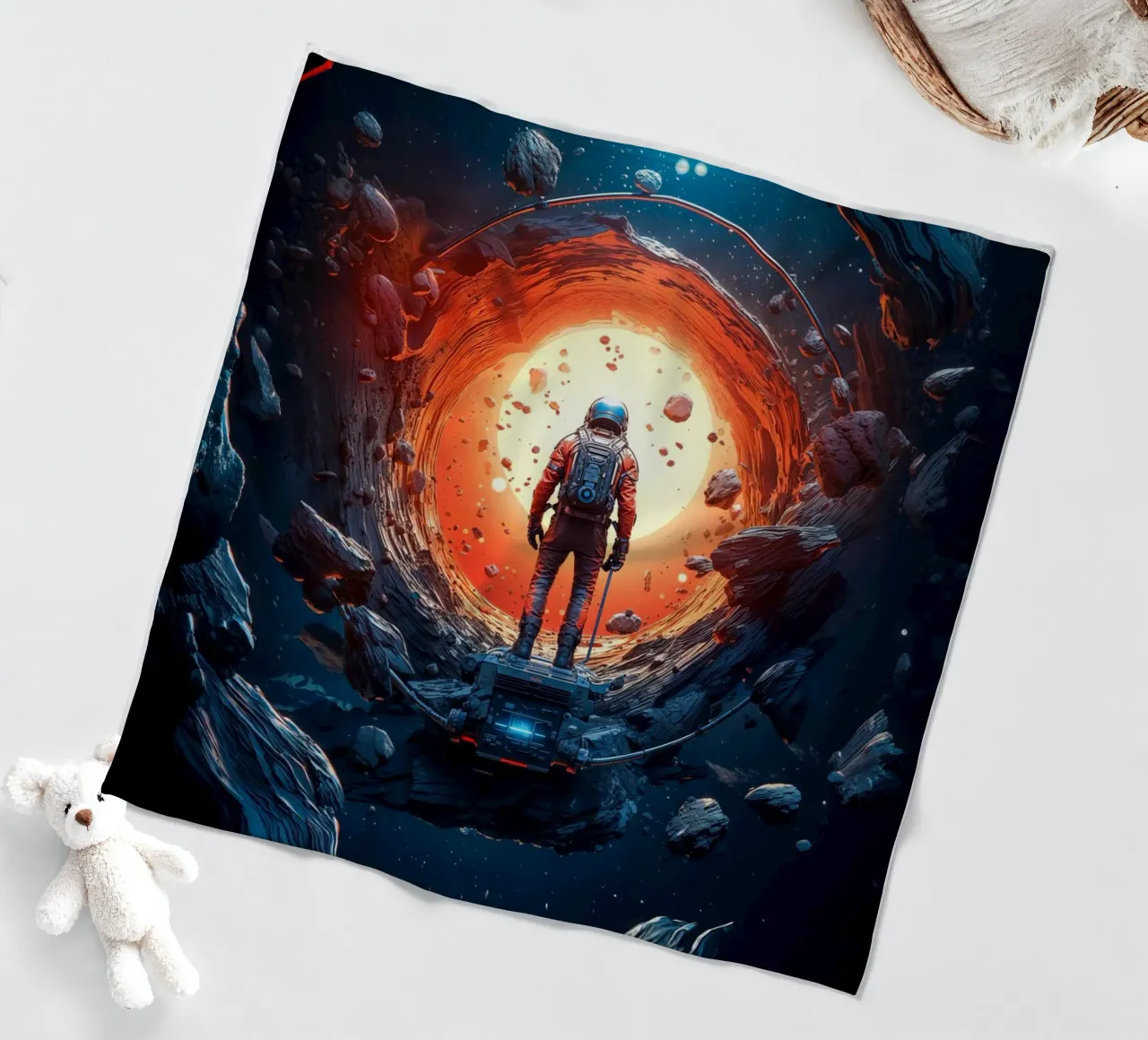 Astronaut and the Unknown Space fleece blanket by Lootprint