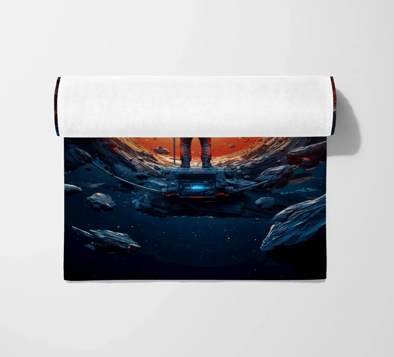 Astronaut and the Unknown Space beach towel by Lootprint