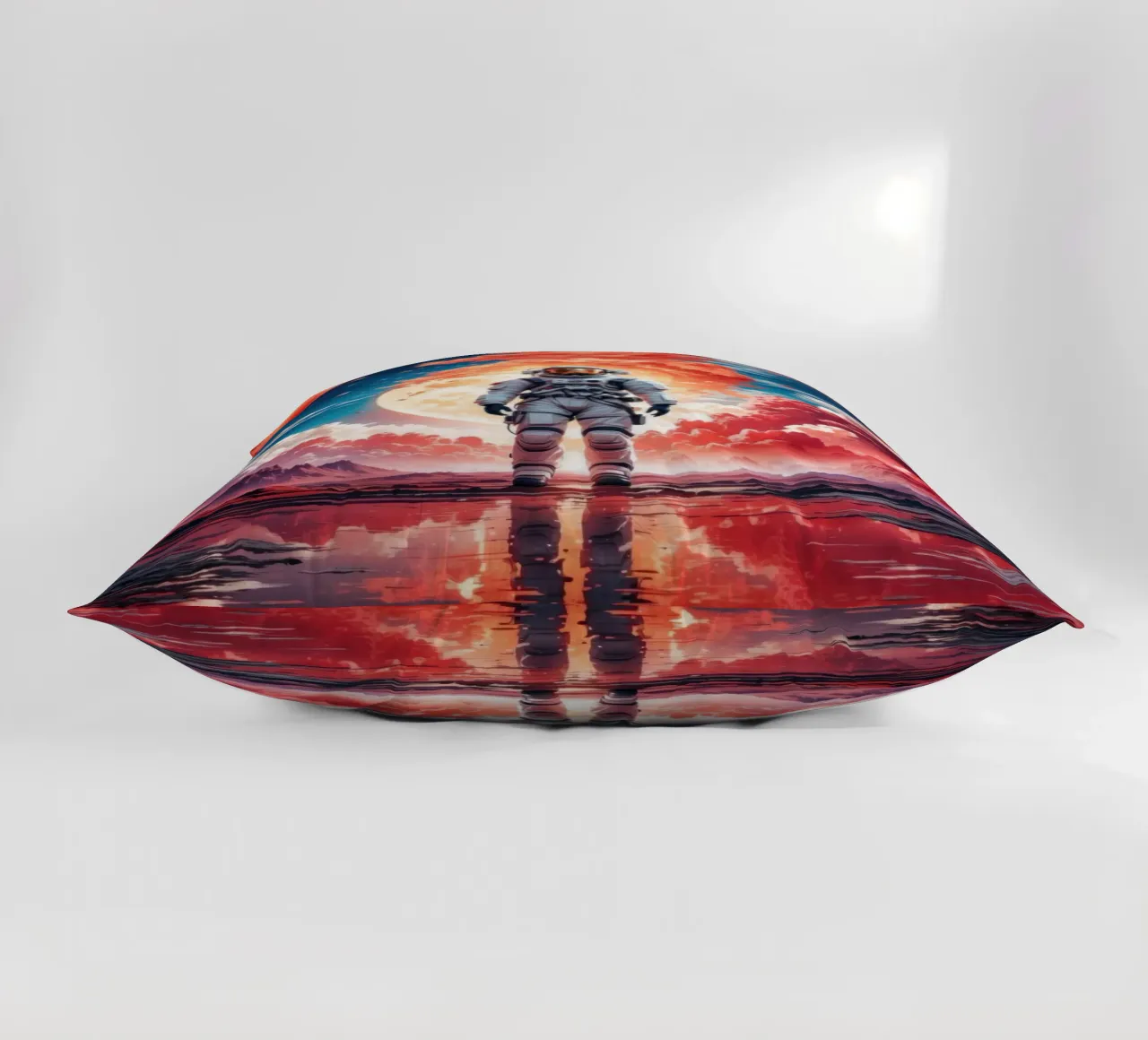 Red Space Astronaut Moon decorative cushion by Lootprint