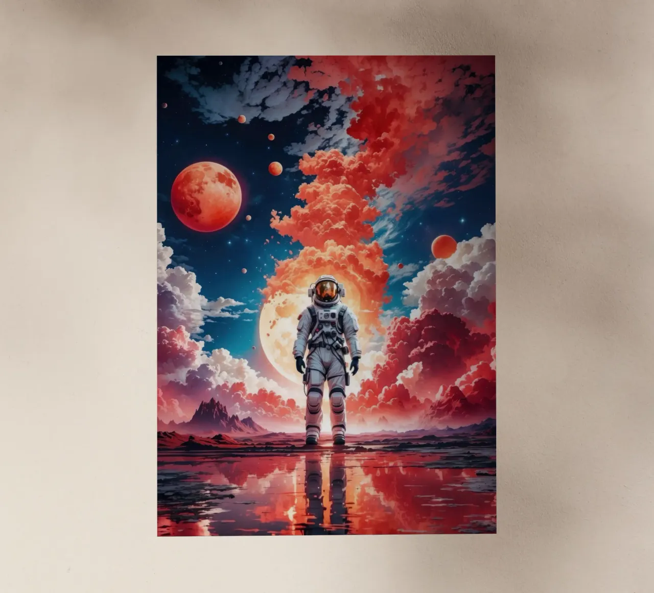 Luna rossa astronauta spaziale pellicola backlit da Lootprint