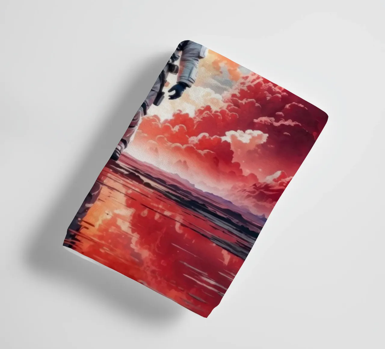 Red Space Astronaut Moon towel by Lootprint