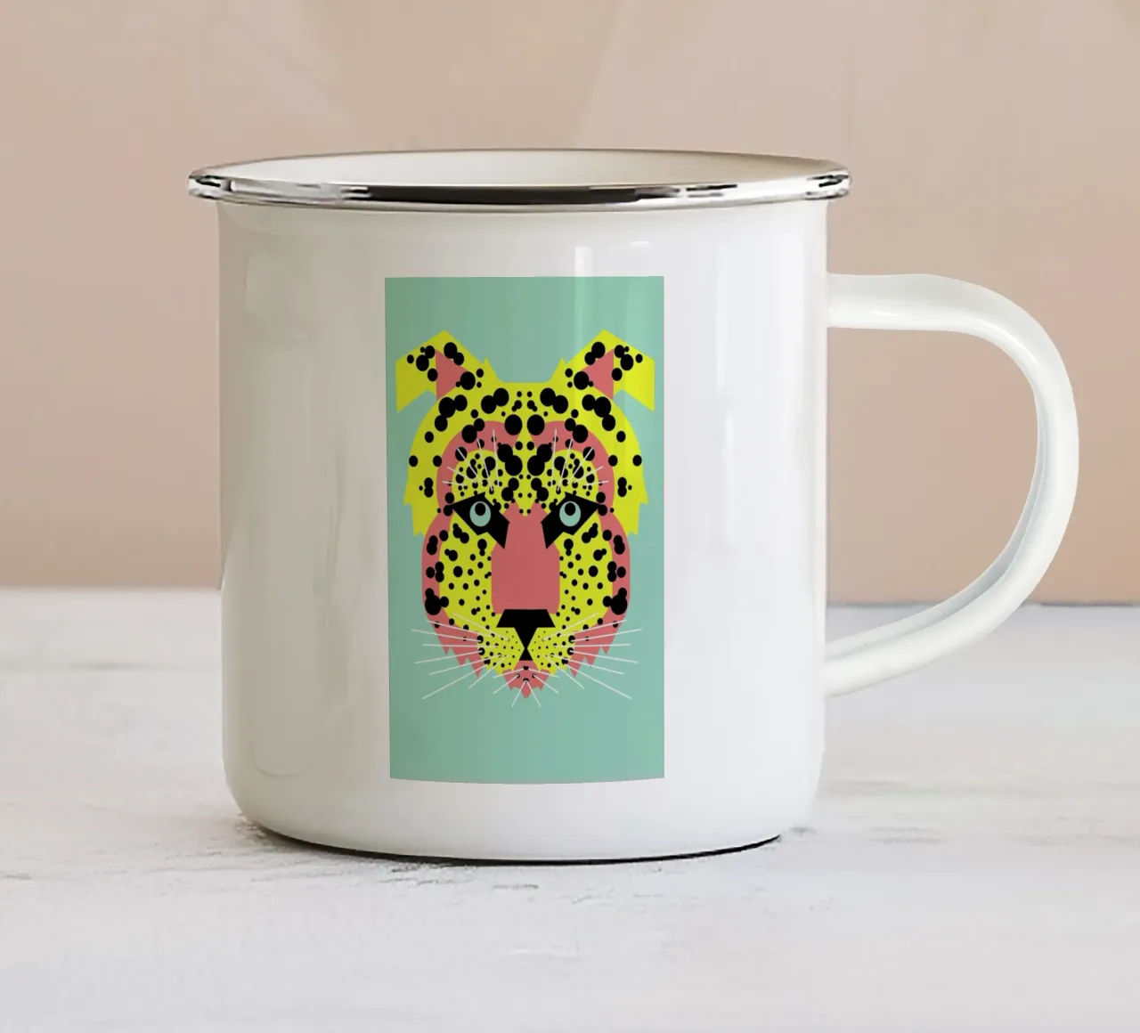 Cheetah Face tazza in smalto da Gareth Pollock Design