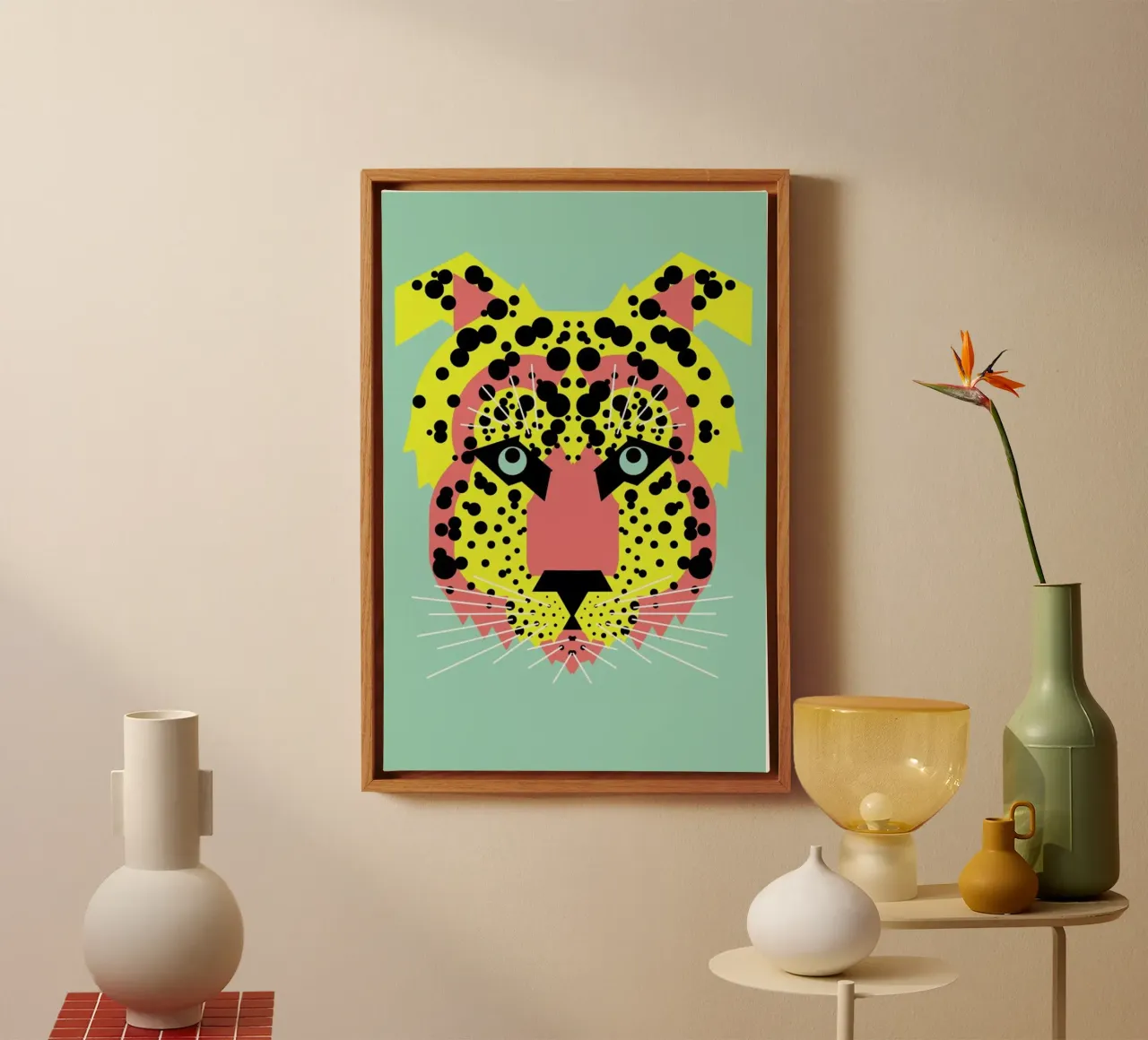 Cheetah Face tela con Cornice a cassetta da Gareth Pollock Design