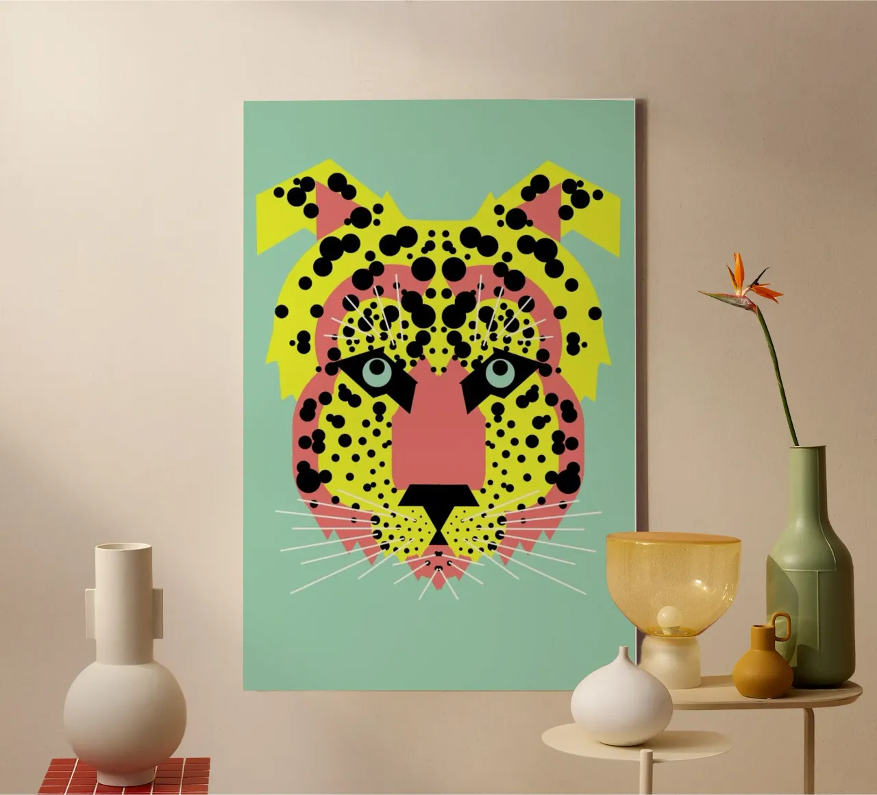 Cheetah Face tela con Cornice a cassetta da Gareth Pollock Design