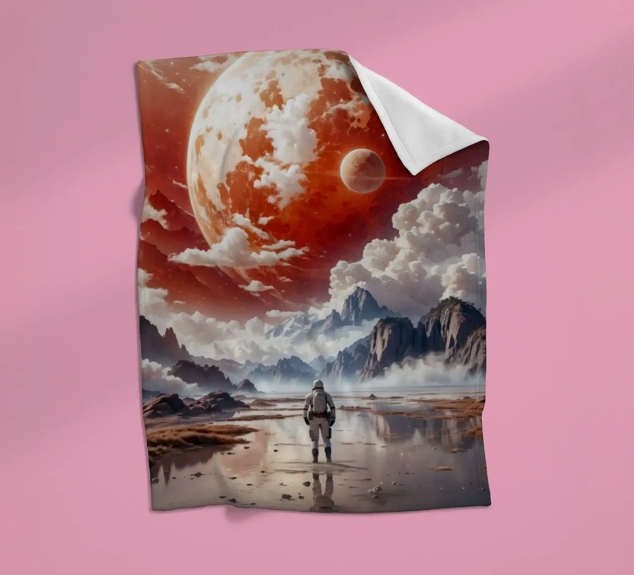 Astronaut Rode Planeet fleecedeken van Lootprint