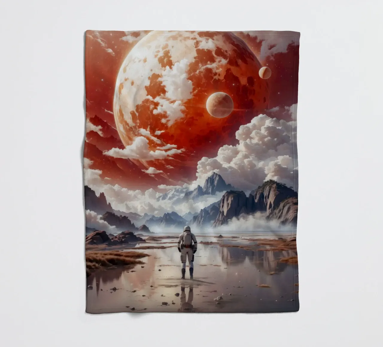 Astronaut Rode Planeet fleecedeken van Lootprint