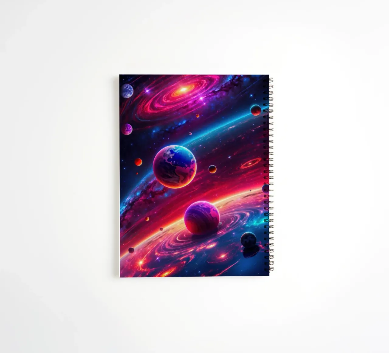 Neon Space Planets spiral notebook by Lootprint