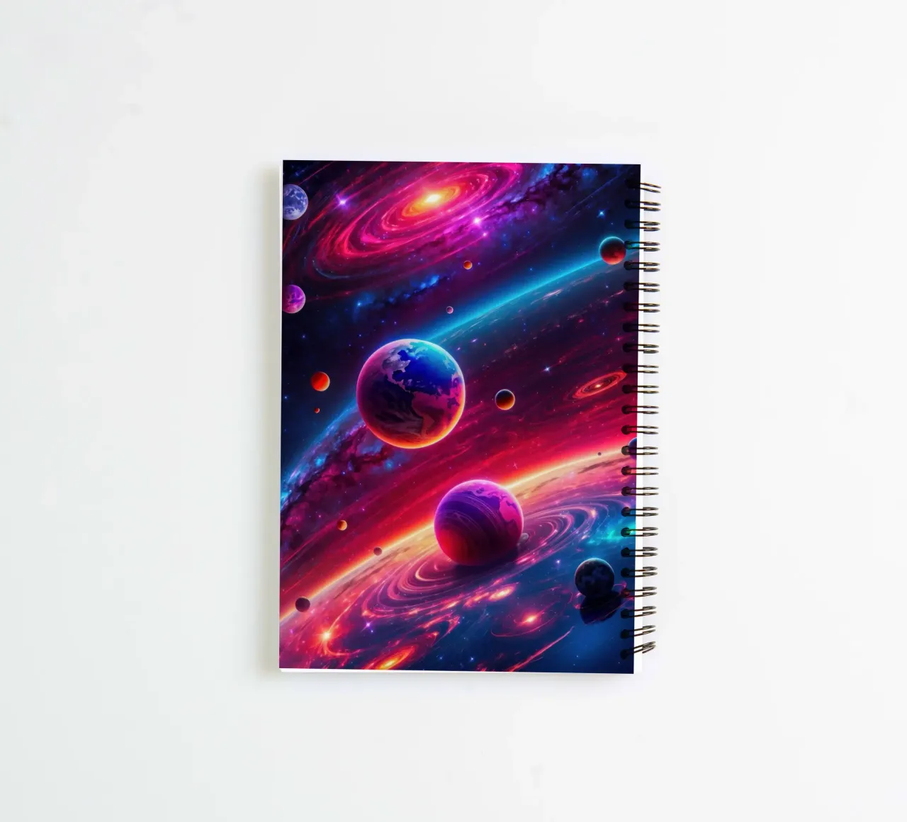 Neon Space Planets spiral notebook by Lootprint