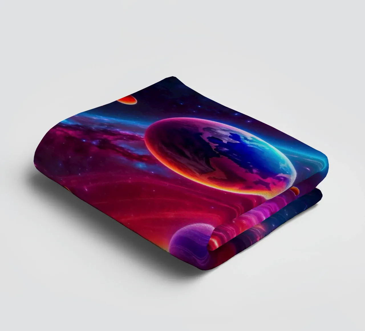 Neon Space Planets towel by Lootprint