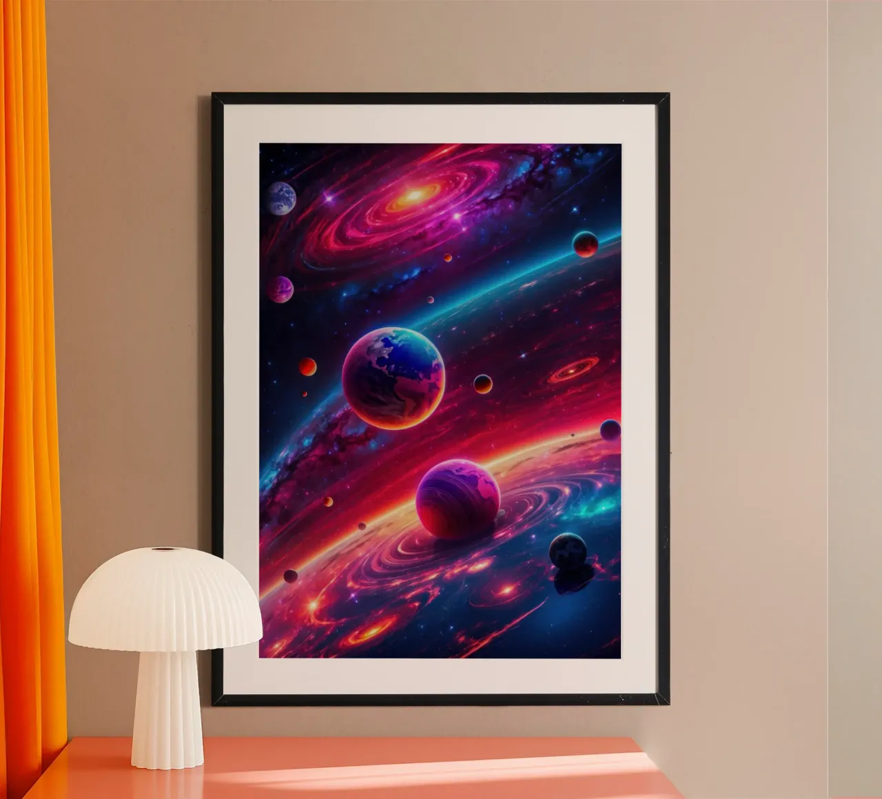 Neon Space Planets poster by Lootprint