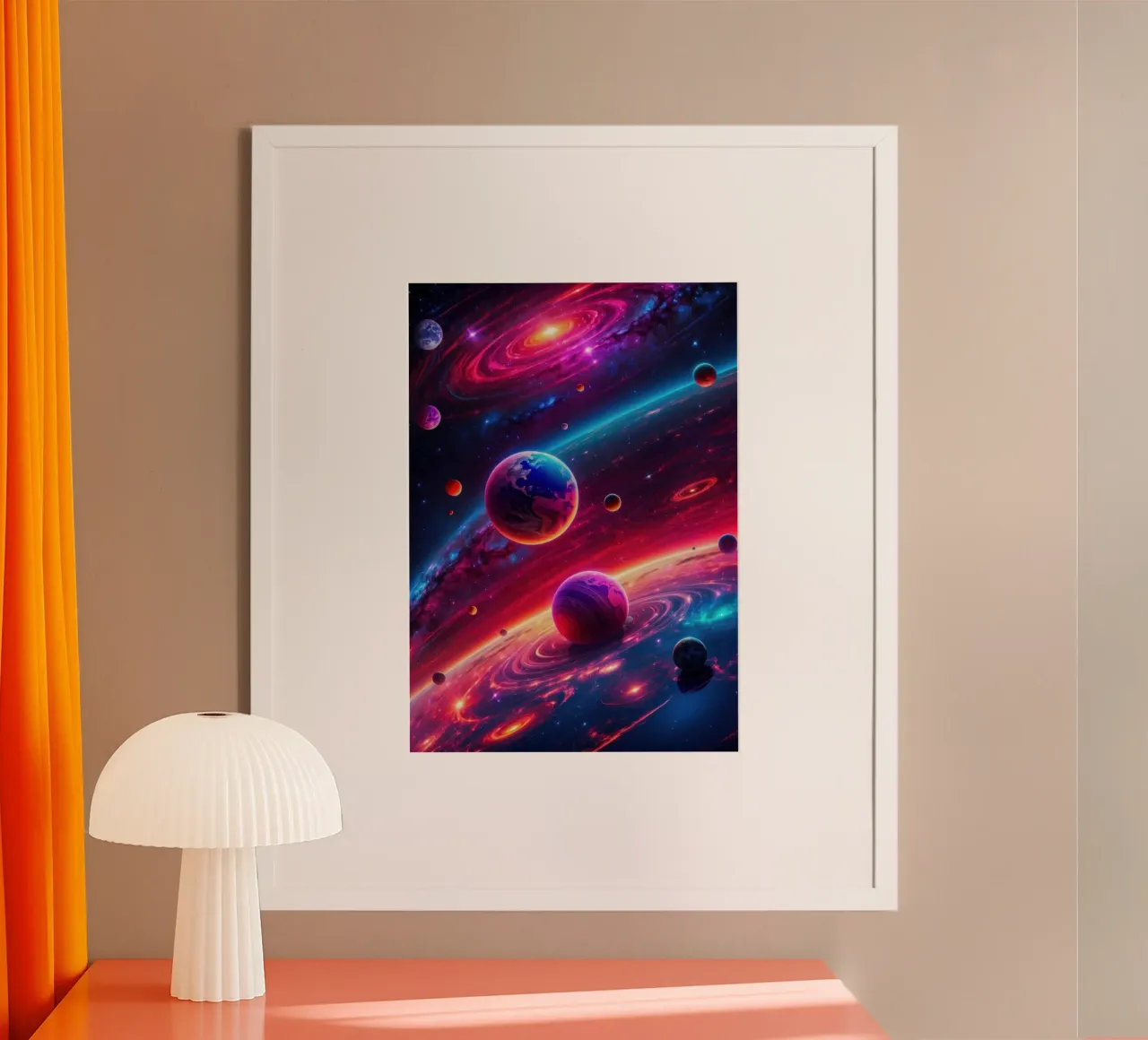 Neon Space Planets poster by Lootprint