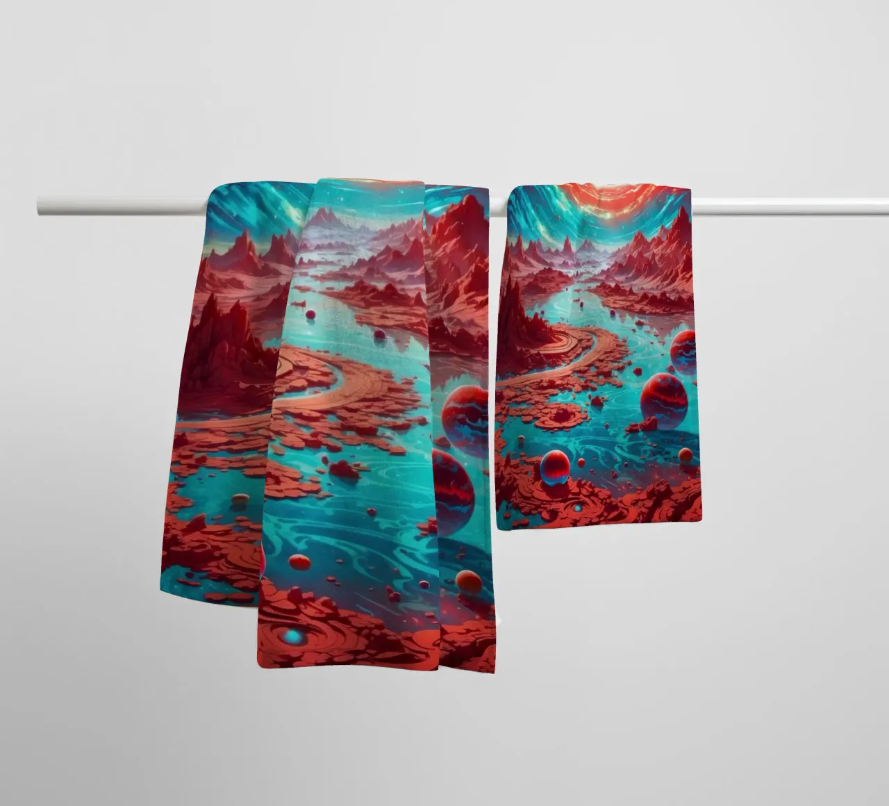 Neon Alien World towel by Lootprint