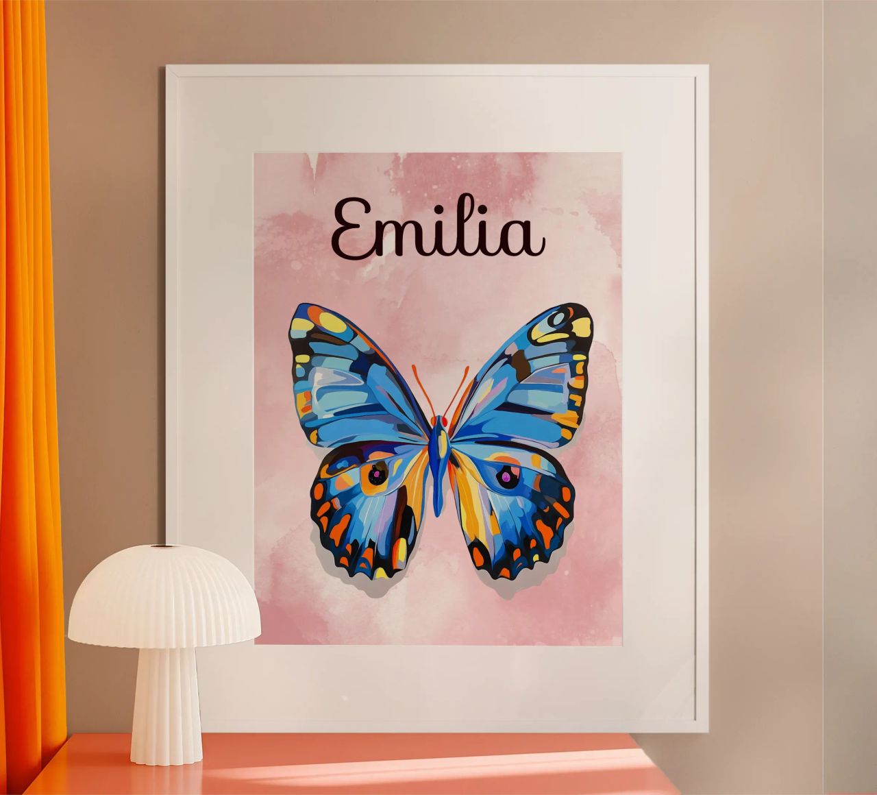 Blau-Rosa Schmetterling Poster von Olga Wildrose