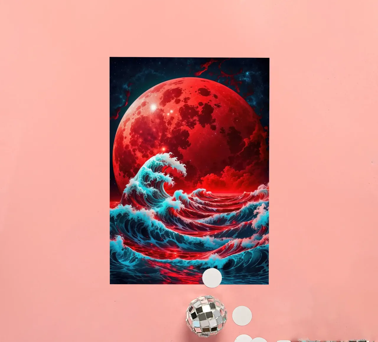 The Wave and the Moon sticker by Lootprint