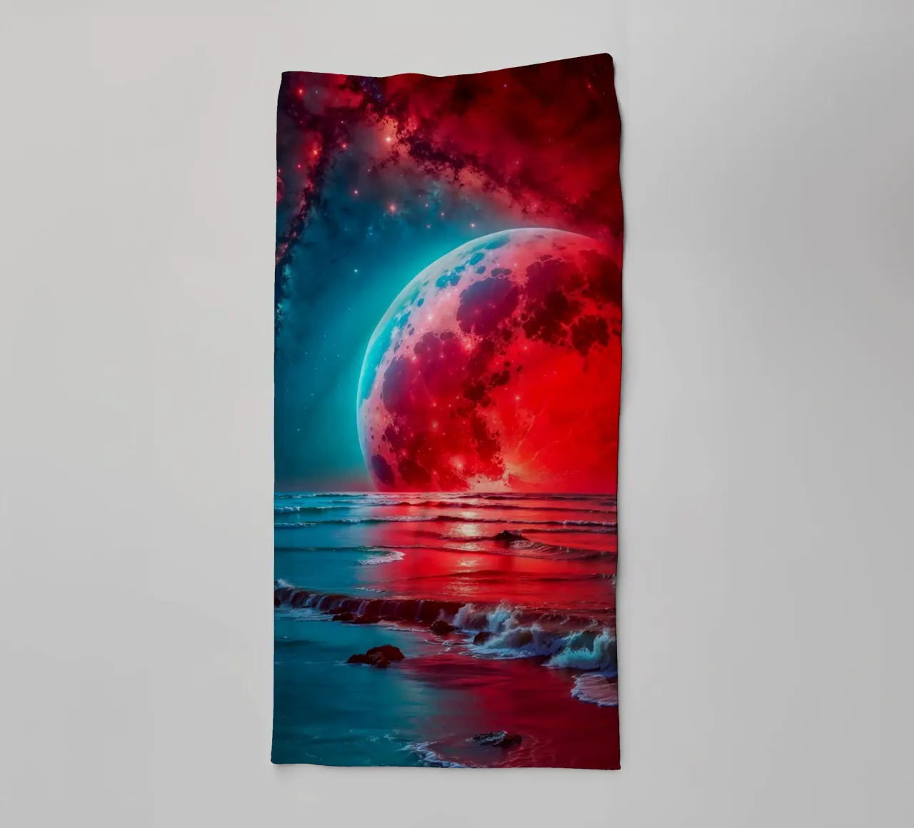 Rode maan en de zee badhanddoek van Lootprint