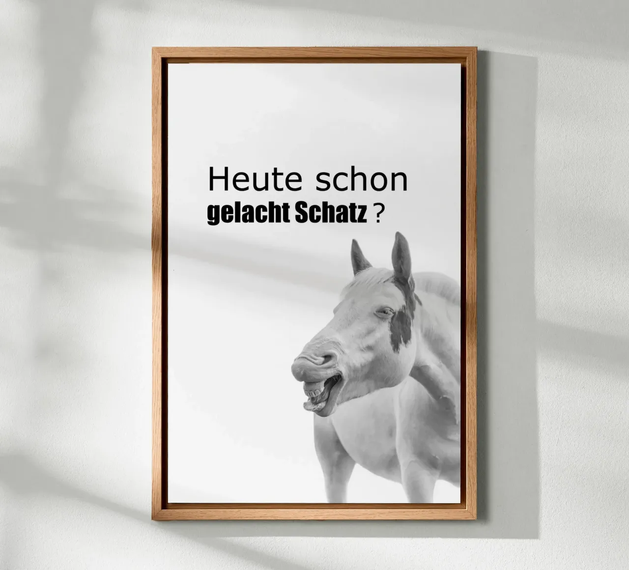 Paardenhumor "Gelachen vandaag?" canvas met Baklijst van Carinaprint