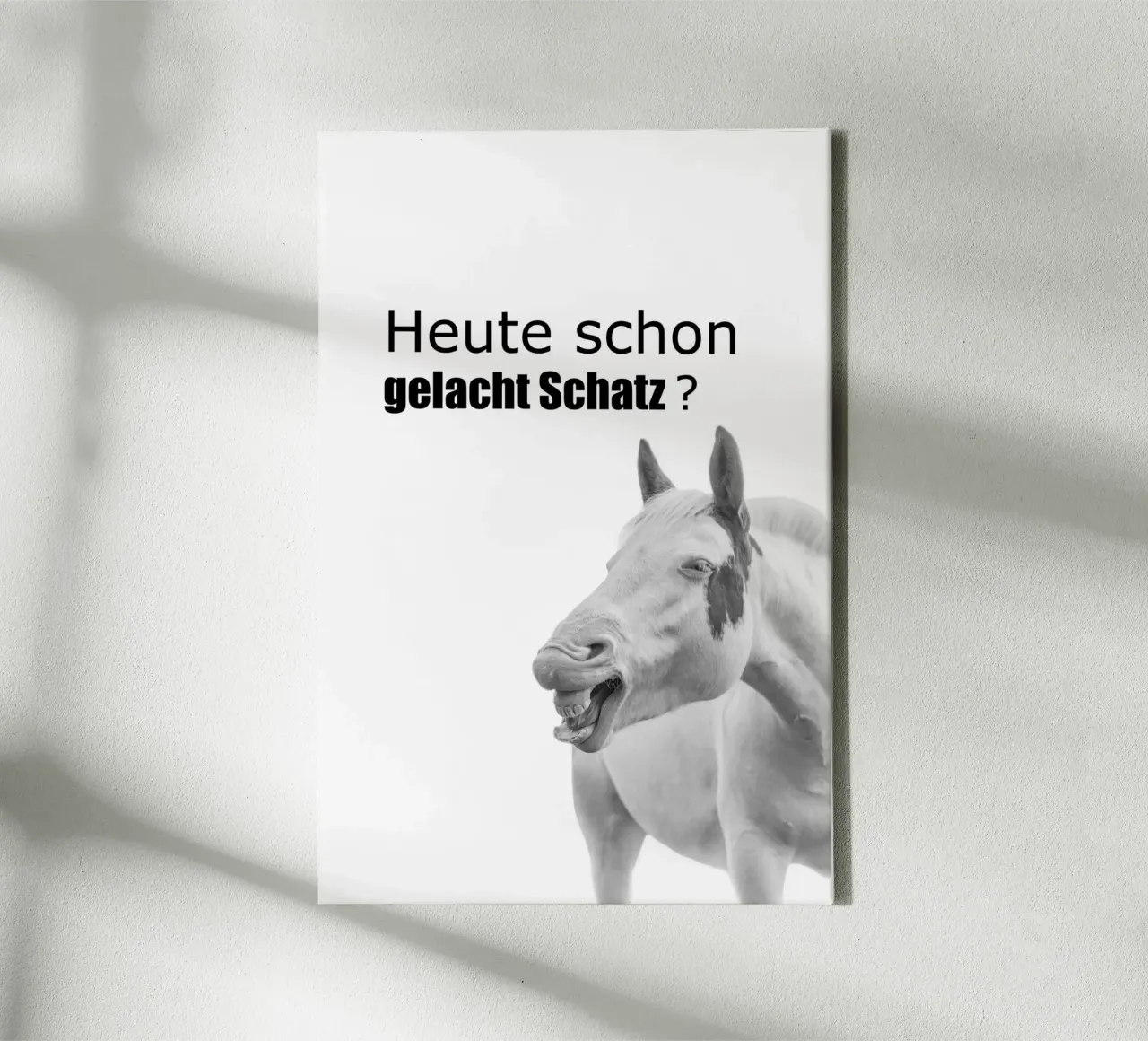 Paardenhumor "Gelachen vandaag?" canvas met Baklijst van Carinaprint