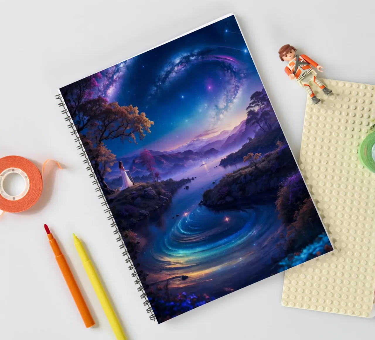 Neon Space Landscape spiral notebook by Lootprint