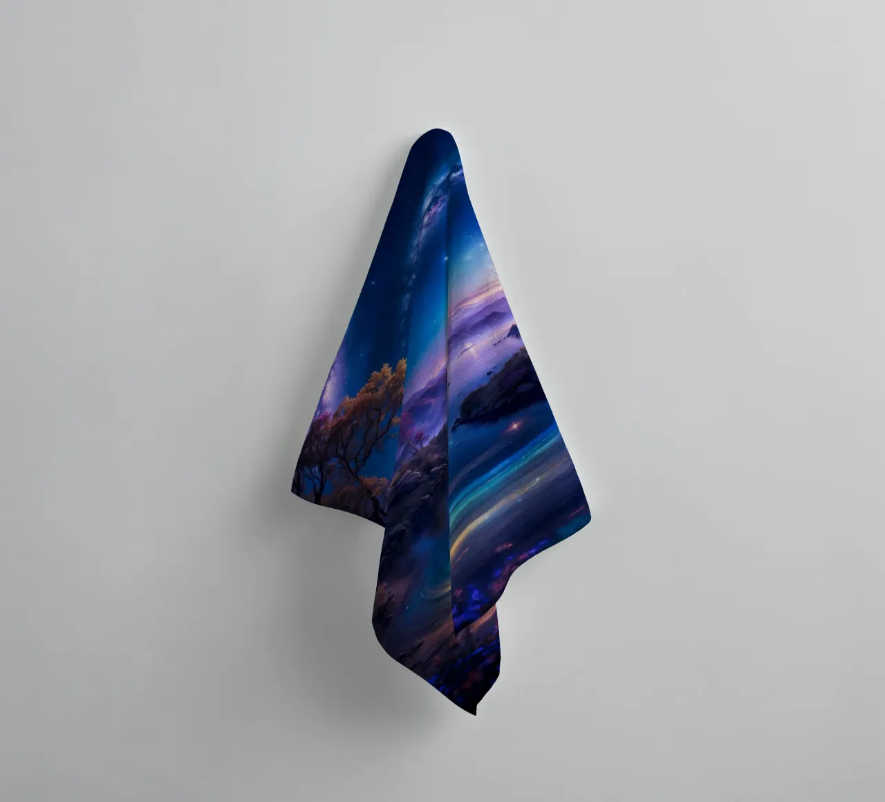 Paysage spatial en néon serviette de bain de Lootprint