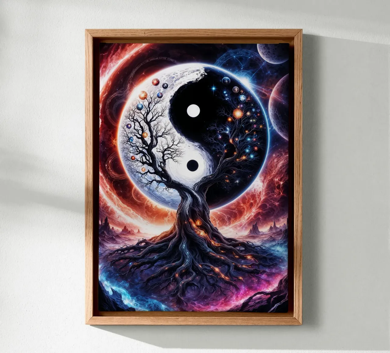 L'albero della vita Yin Yang tela con Cornice a cassetta da Lootprint