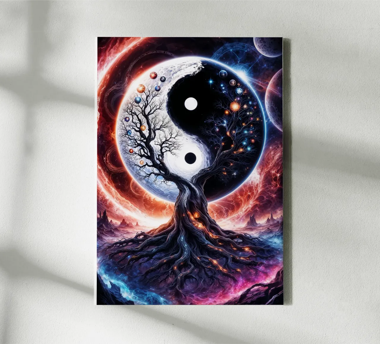 L'albero della vita Yin Yang tela con Cornice a cassetta da Lootprint