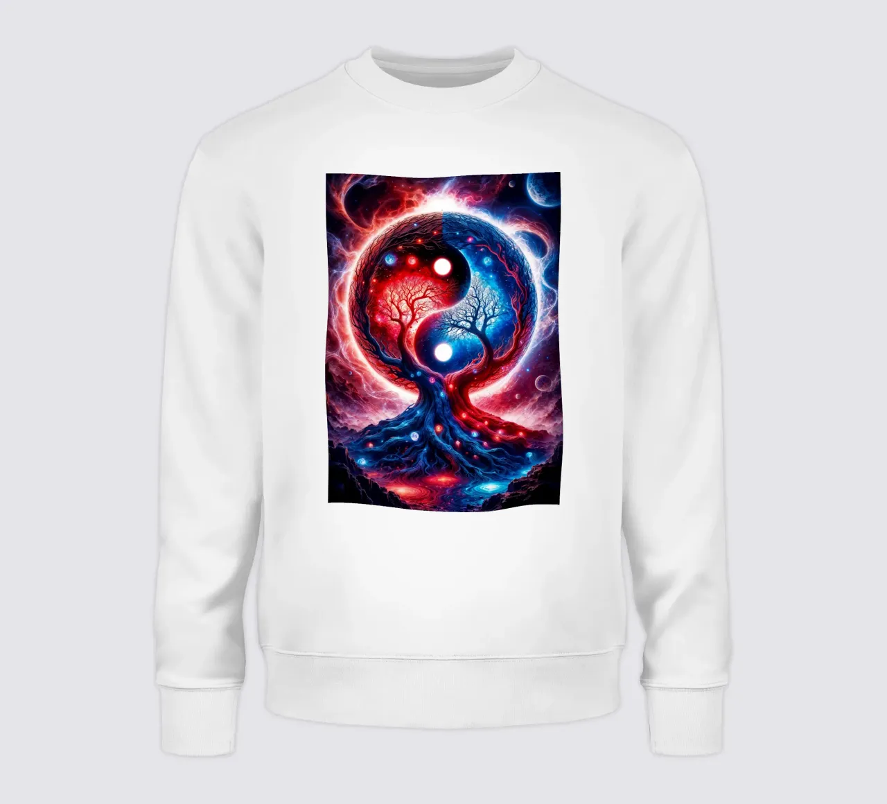 Paesaggio spaziale Yin Yang in rosso e blu felpa da Lootprint