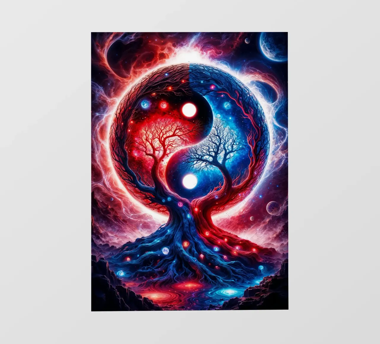 Paesaggio spaziale Yin Yang in rosso e blu pellicola backlit da Lootprint