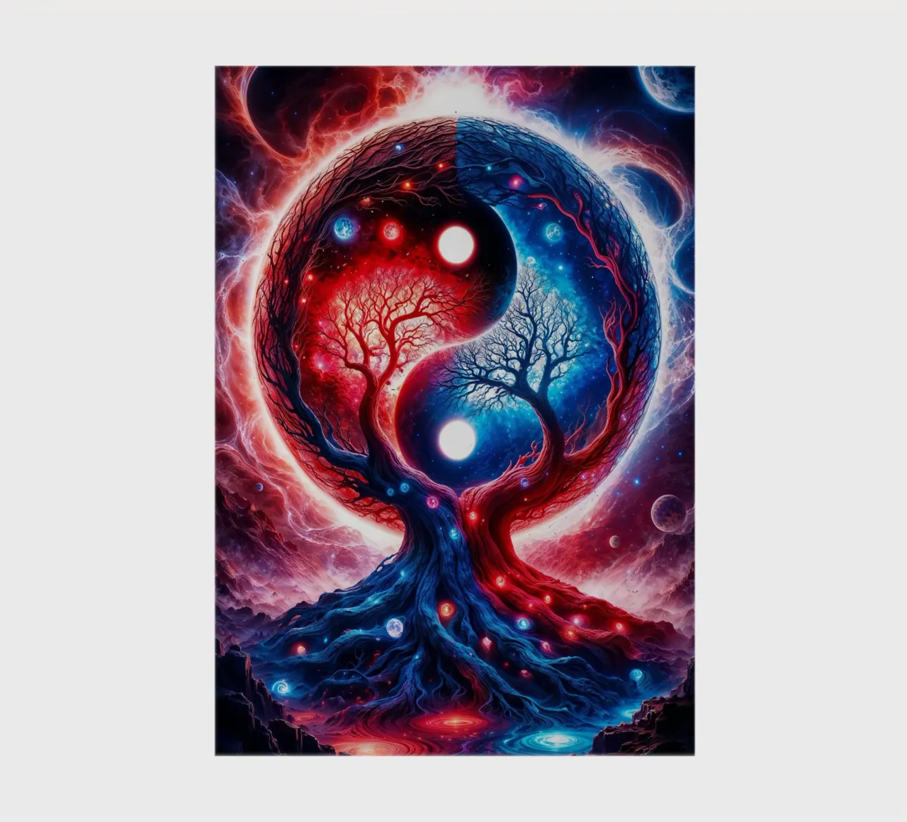 Yin Yang Space Landscape in Red and Blue notebook by Lootprint