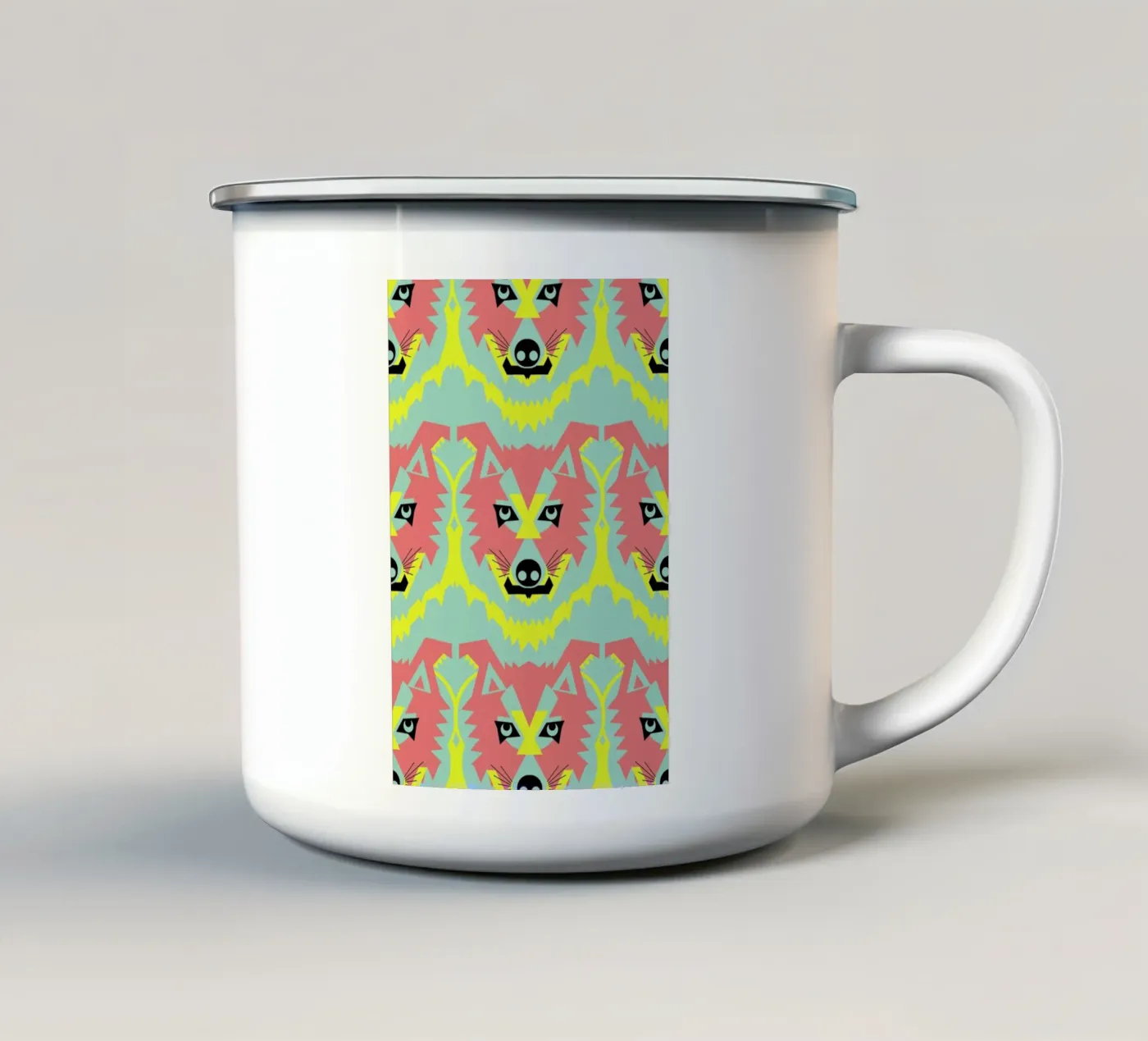 Wolf Pack emaille mok van Gareth Pollock Design