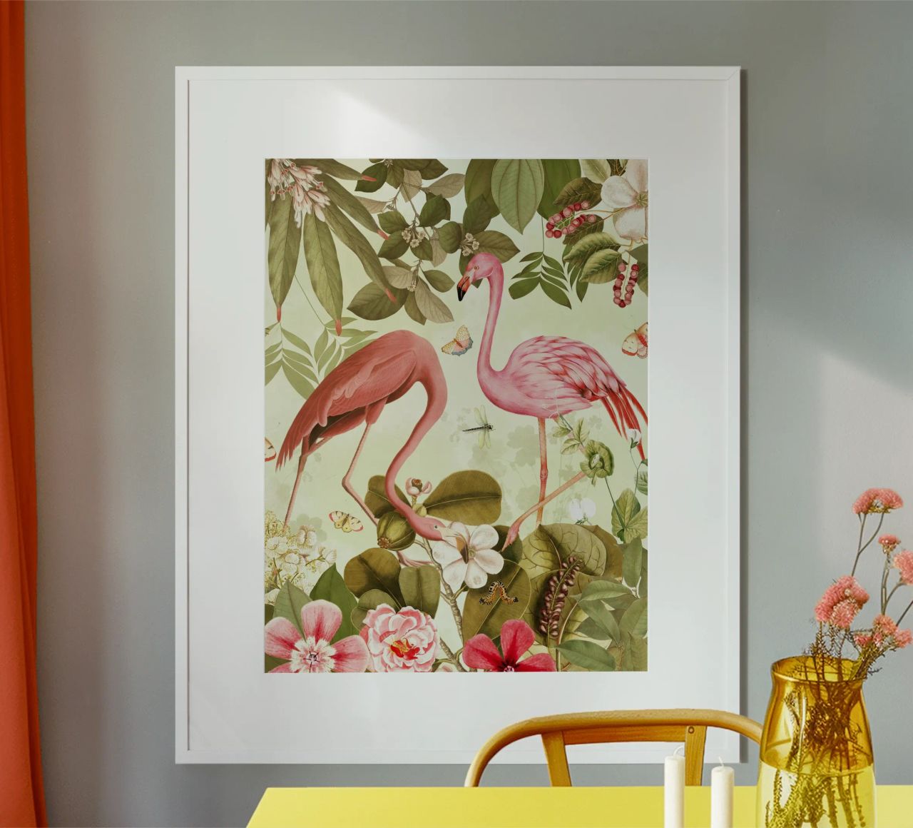 Rose Vintage Flamingo Tropical Flower Jungle Paradise 1 poster de Vintage World - Uta Naumann
