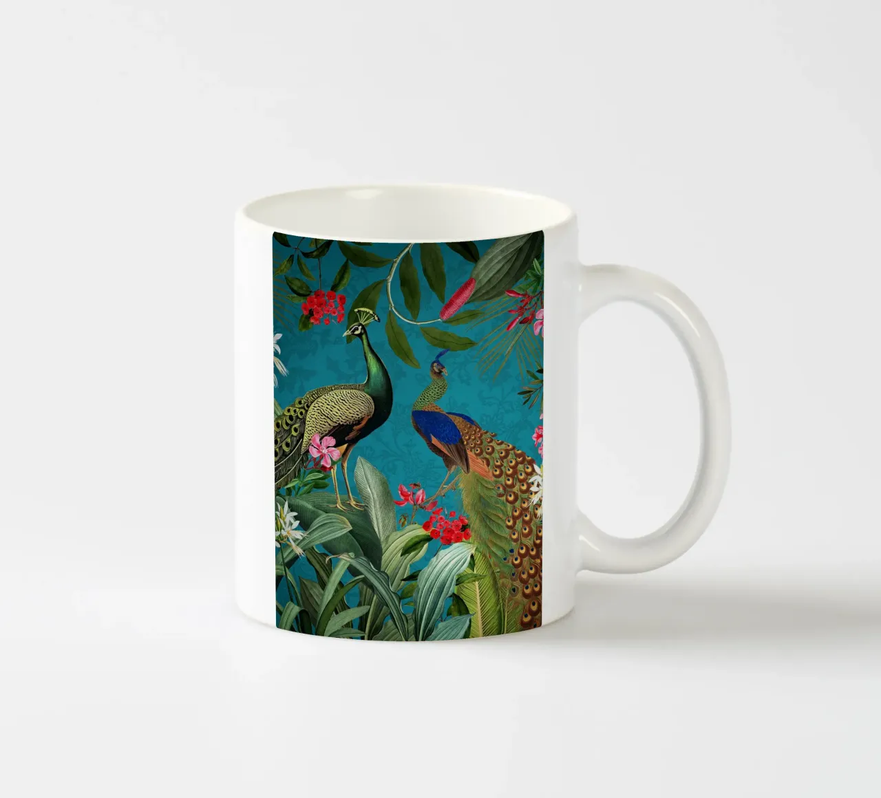 Giungla tropicale vintage mistica con pavoni 1 tazza in ceramica da Vintage World - Uta Naumann